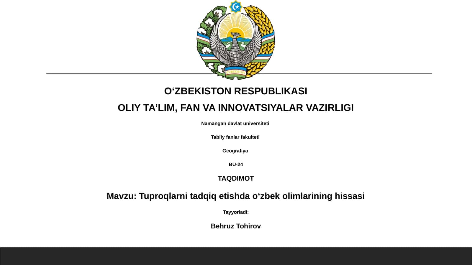 Tuproqlarni tadqiq etishda oʻzbek olimlarining hissasi 1