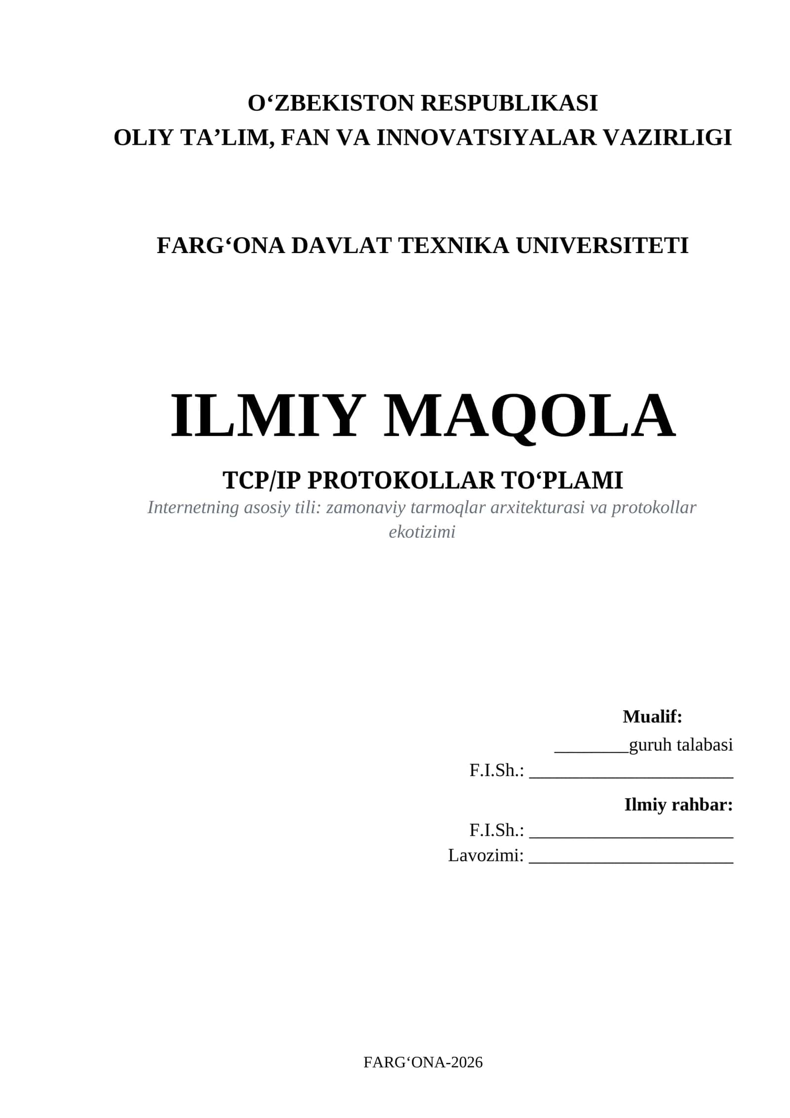 TCP/IP PROTOKOLLAR TO‘PLAMI MAQOLA 1