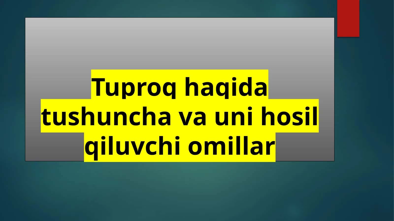 Tuproq haqida tushuncha va uni hosil qiluvchi omillar 1