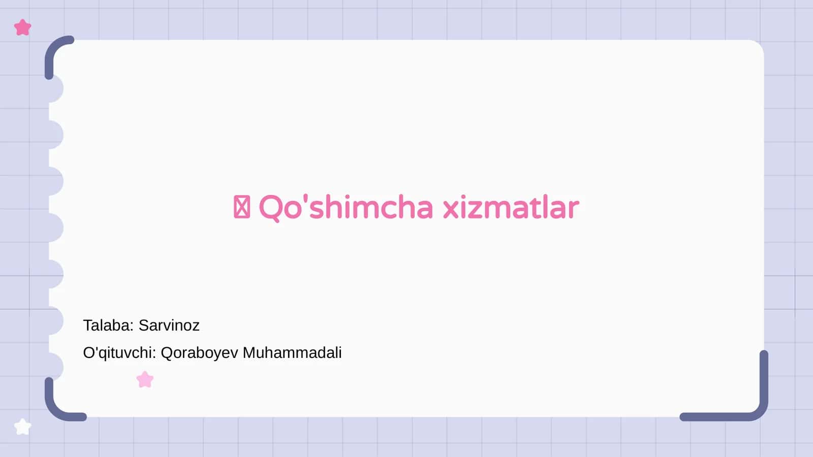 Qo'shimcha xizmatlar 1