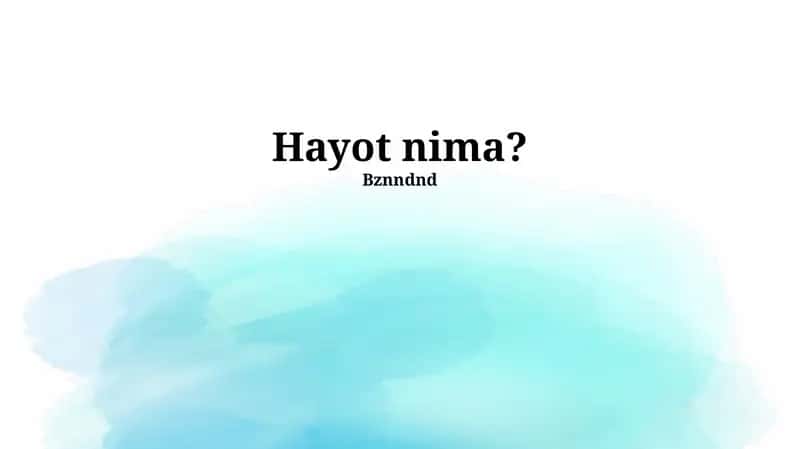 Hayotning kelib chiqishi va evolyutsiyasi 1