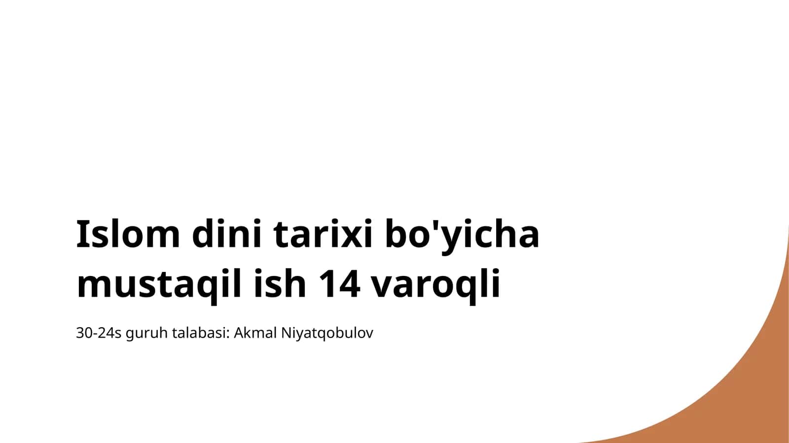 Islom dini tarixi bo'yicha mustaqil ish 14 varoqli 1