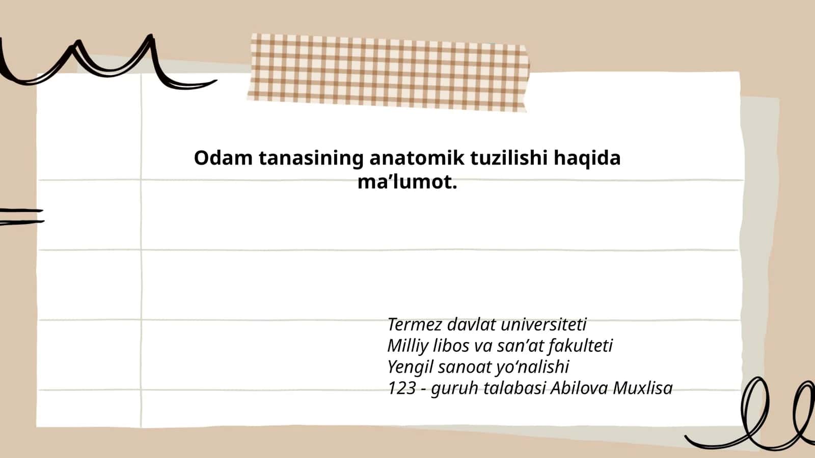 Odam tanasining anatomik tuzilishi haqida maʼlumot 1