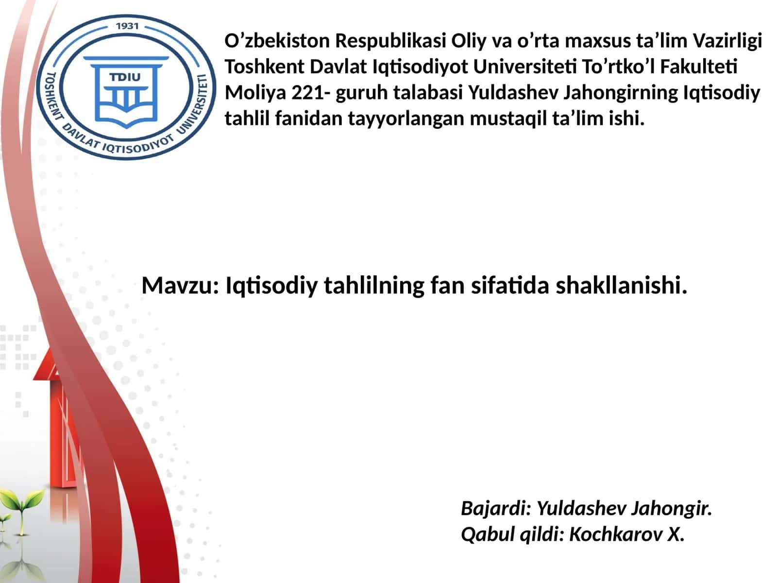 Iqtisodiy tahlilning fansifatida shakllanishi 1