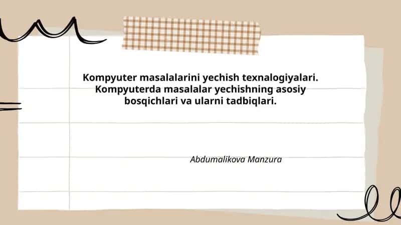 Kompyuter masalalarini yechish texnalogiyalari 1