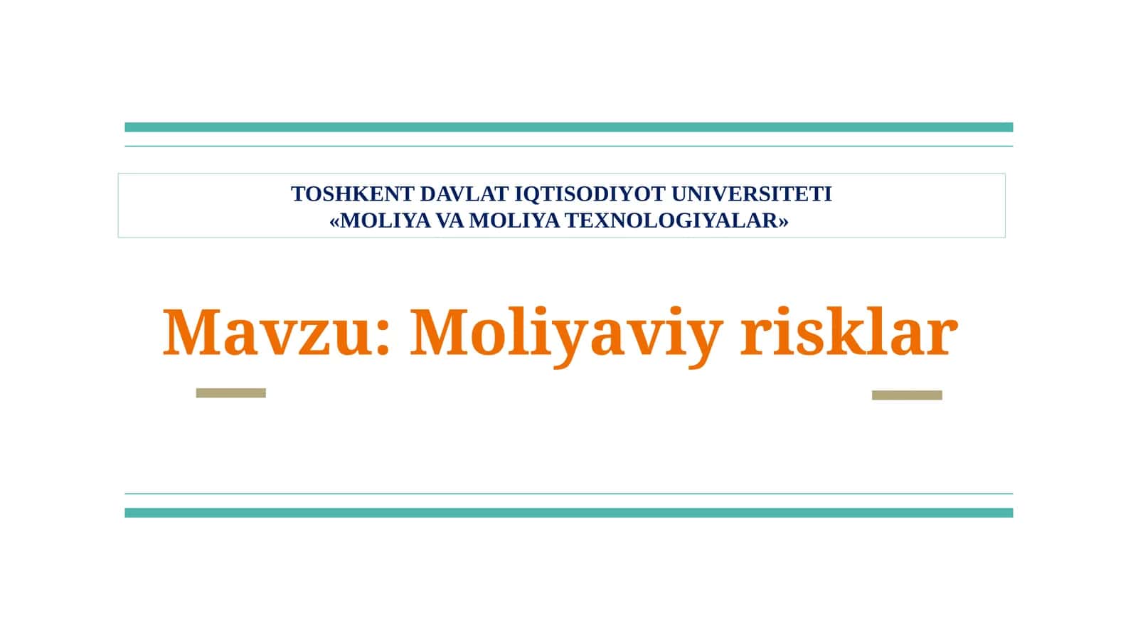 Moliyaviy risklar 1