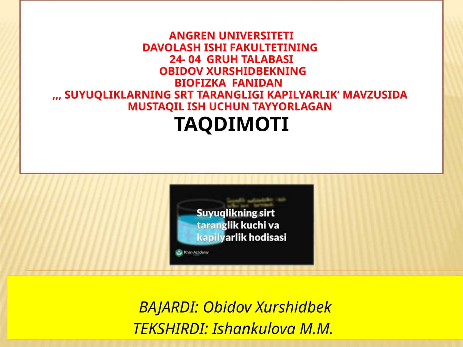 Biofizika fanidan 1