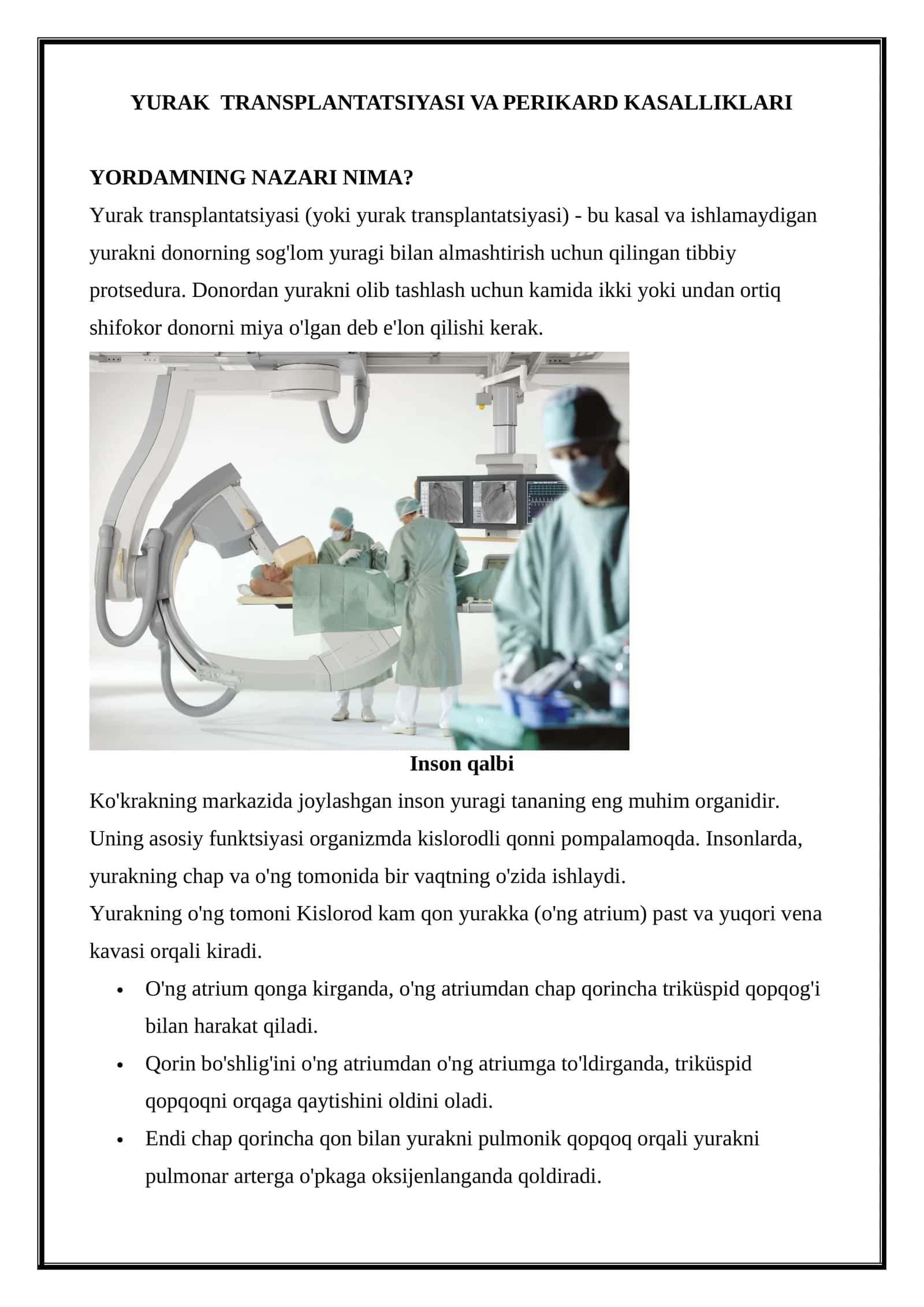 YURAK TRANSPLANTATSIYASI VA PERIKARD KASALLIKLARI 1