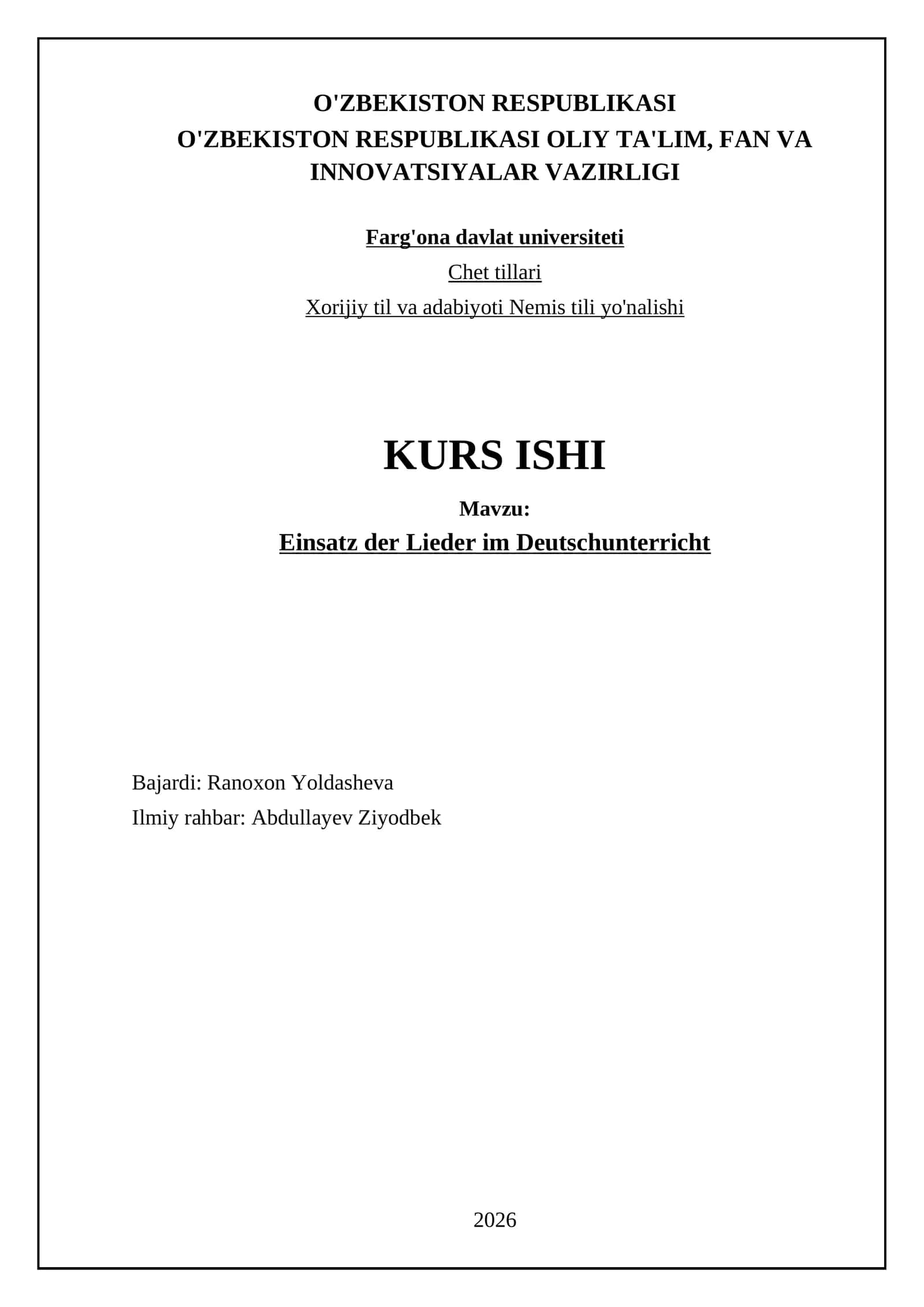 Einsatzt der Lieder im Deutschunterricht 1