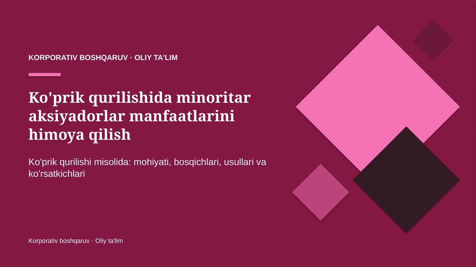 Ko'prik qurilishida minoritar aksiyadorlar manfaatlarini himoya qilish 1