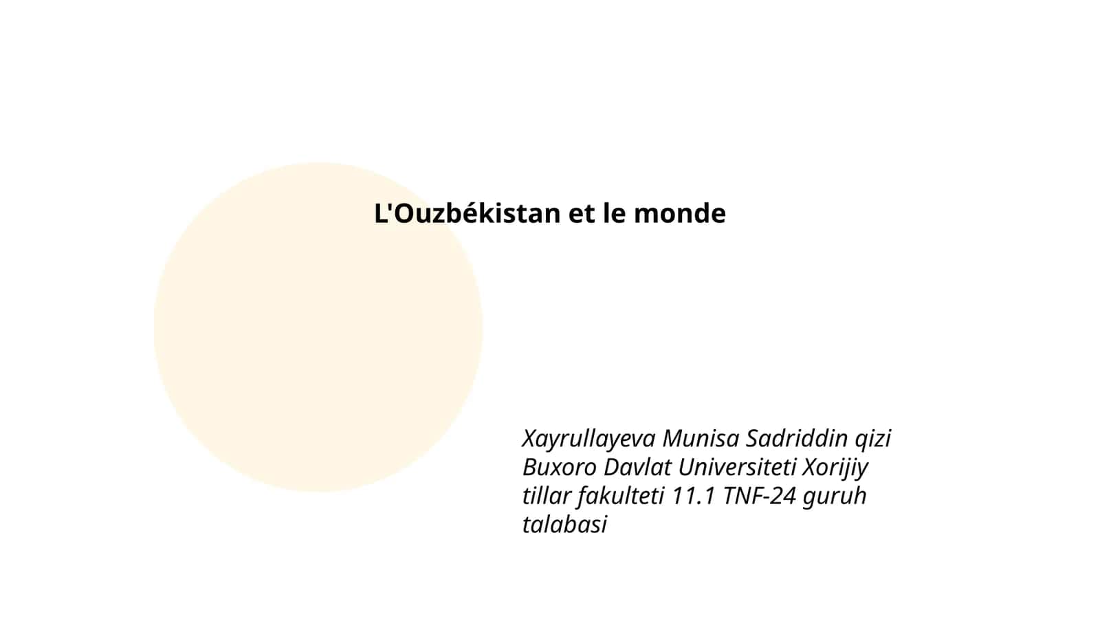 L'Ouzbékistan et le monde 1