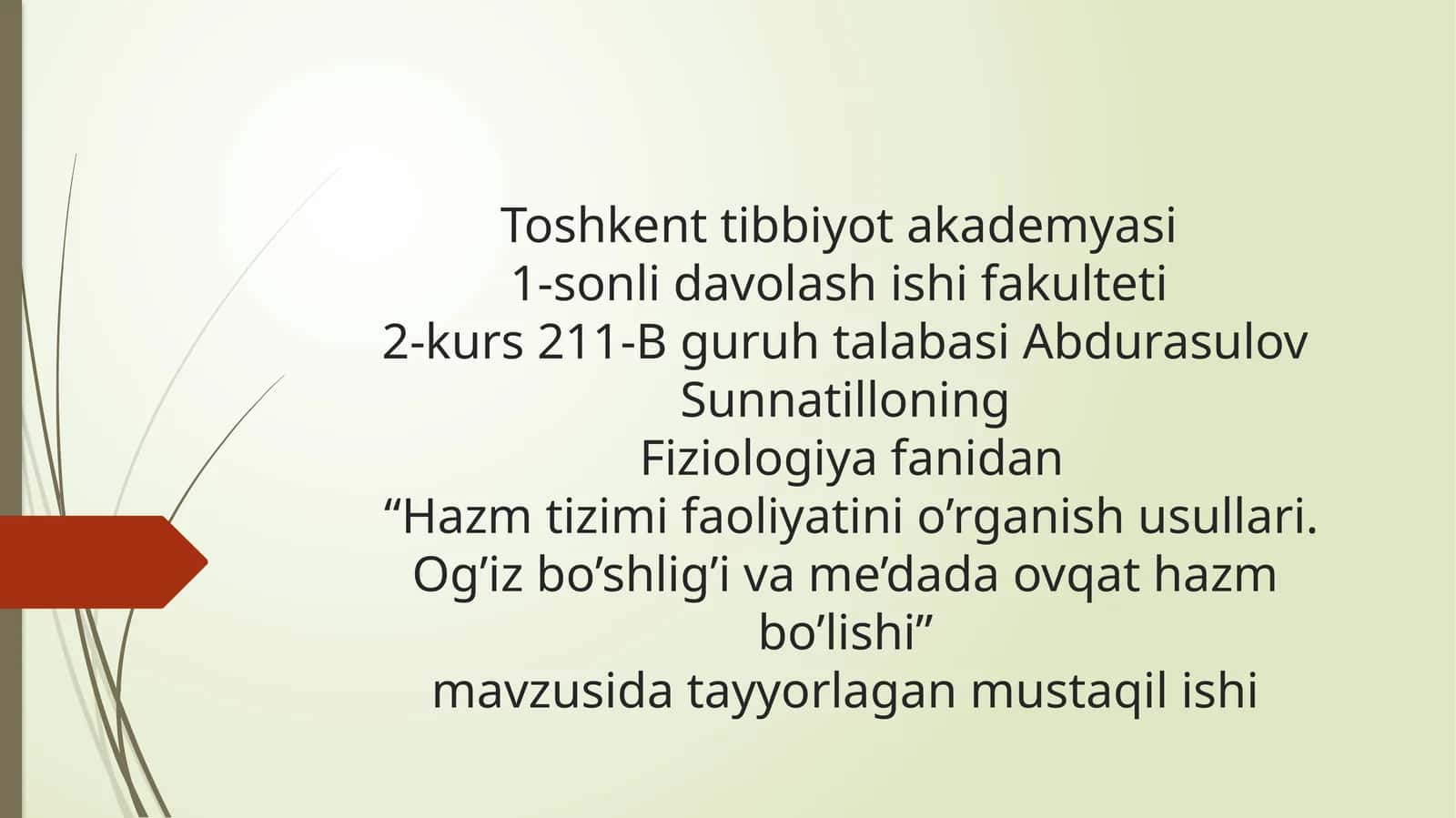 Hazm qilish faoliyati 1