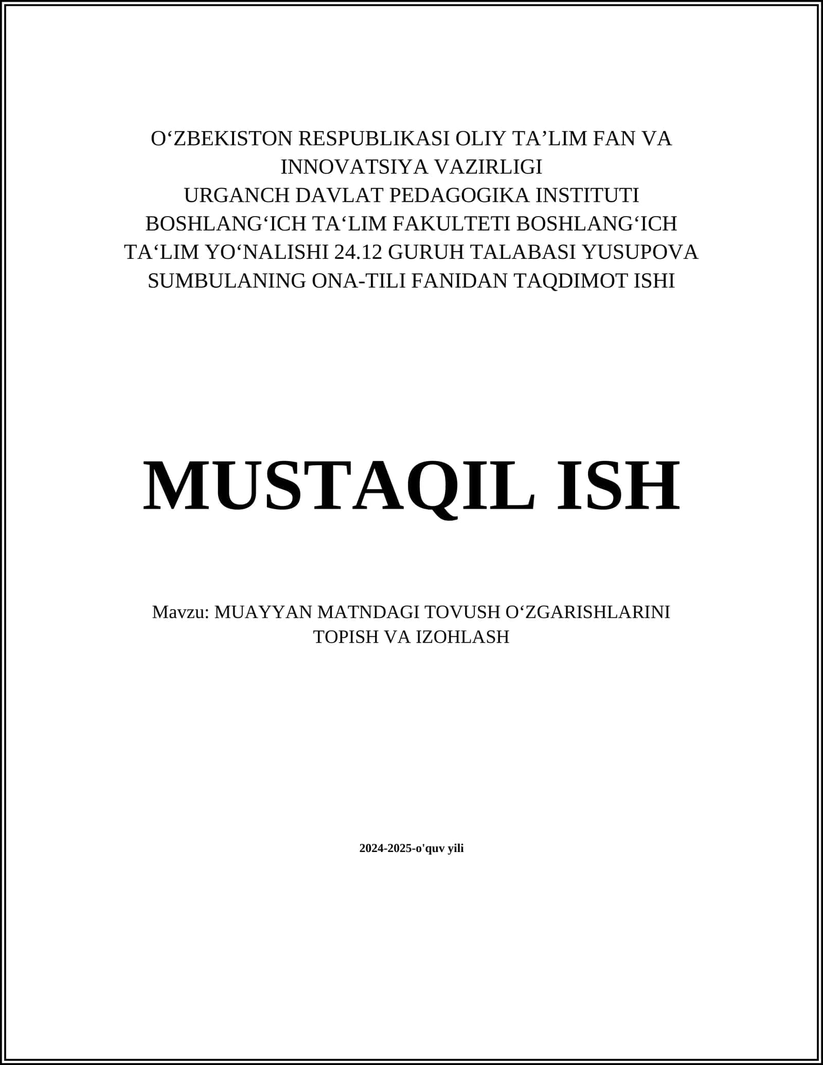 MUAYYAN MATNDAGI TOVUSH OʻZGARISHLARINI TOPISH VA IZOHLASH 1