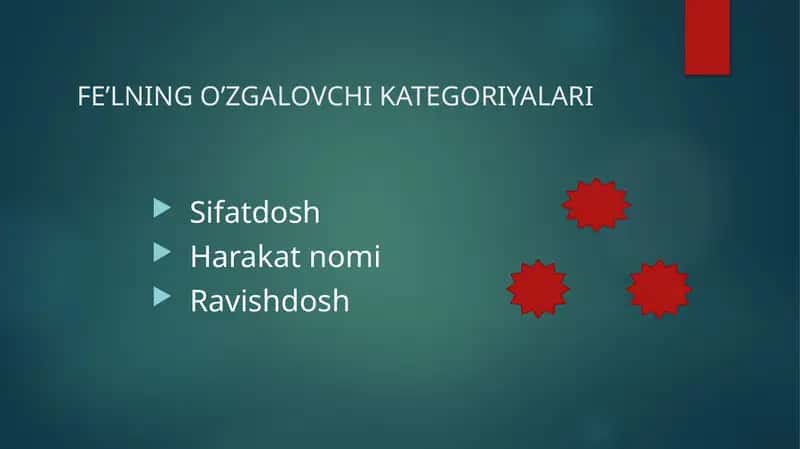 FE’LNING O’ZGALOVCHI KATEGORIYALARI 1