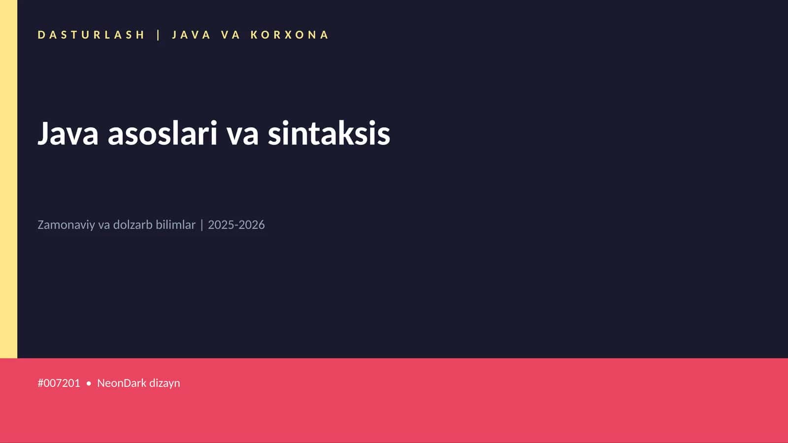 Java asoslari va sintaksis 1