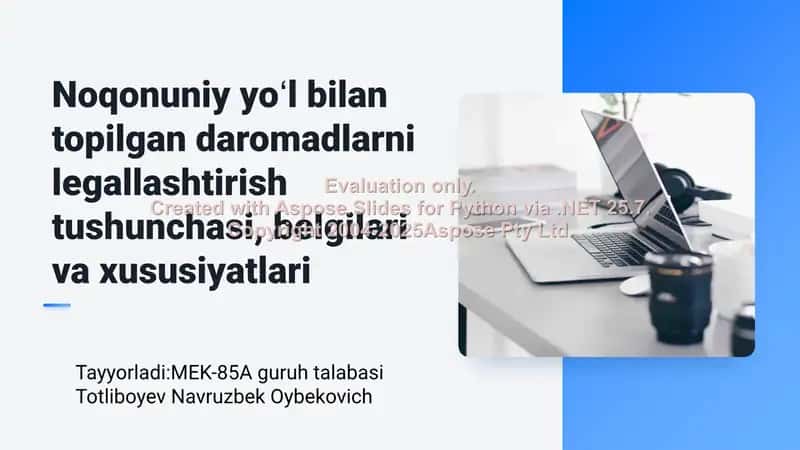 Noqonuniy yoʻl bilan topilgan daromadlarni legallashtirish tushunchasi, belgilari va xususiyatlari 1