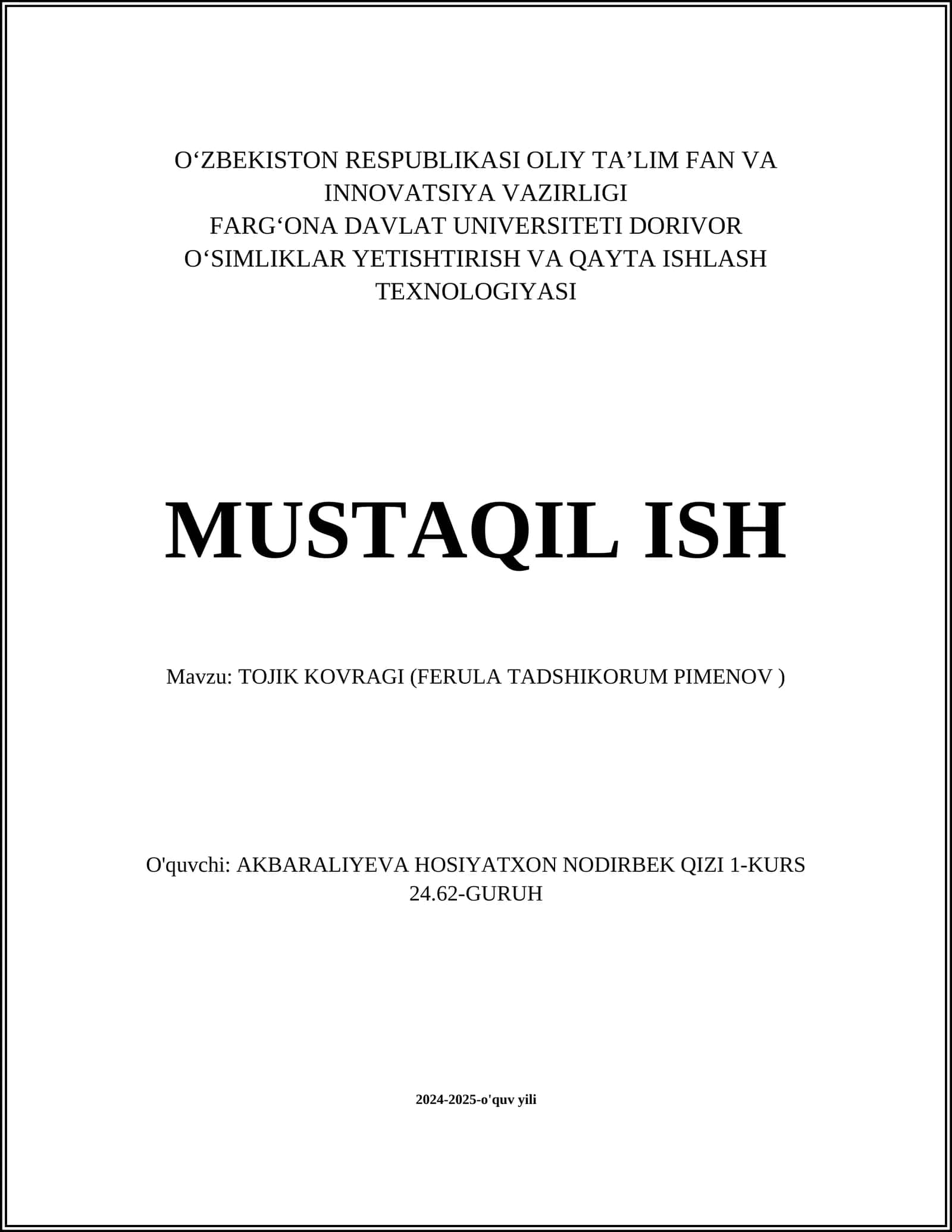 TOJIK KOVRAGI (FERULA TADSHIKORUM PIMENOV ) 1