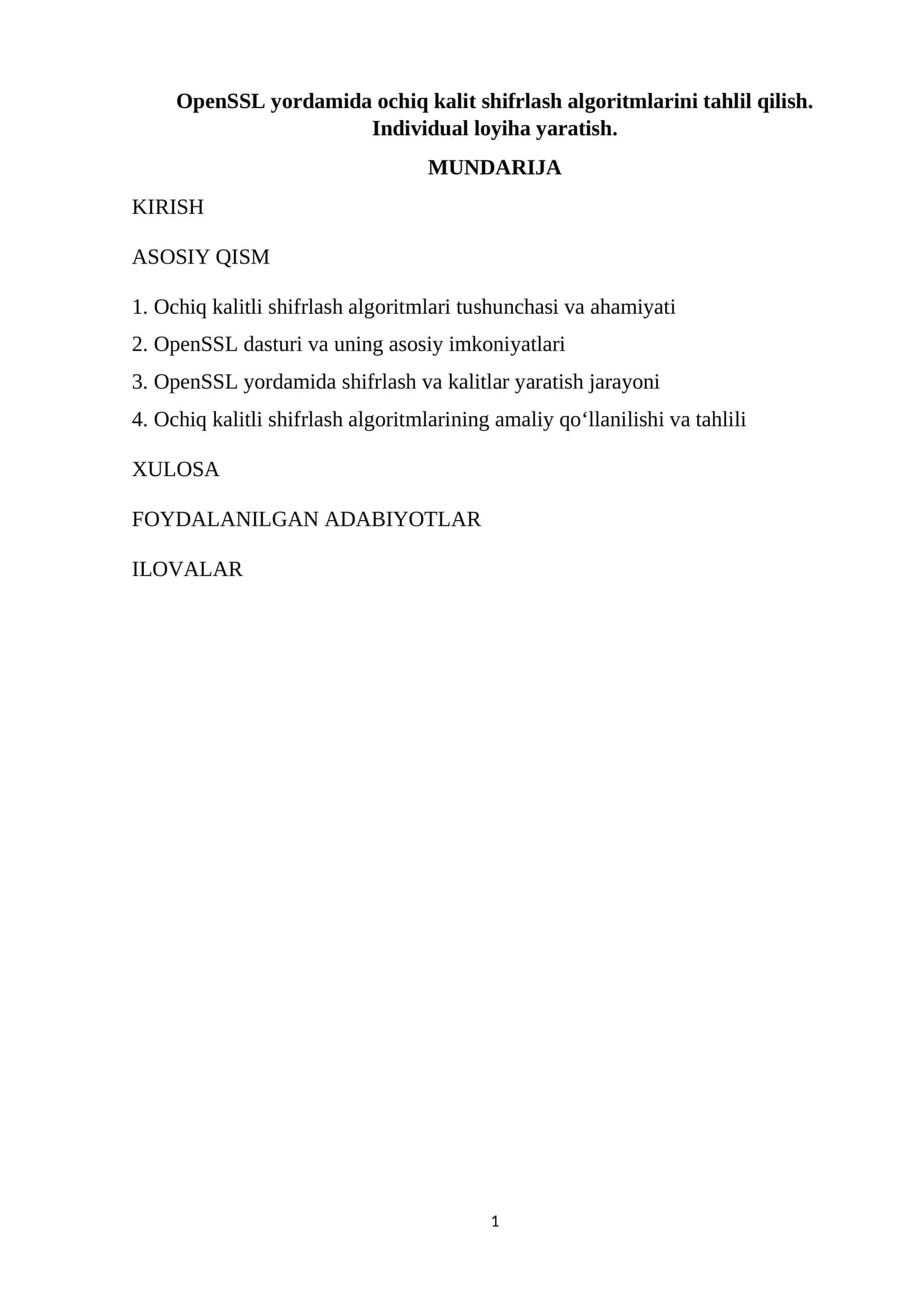OpenSSL yordamida ochiq kalit shifrlash algoritmlari 1
