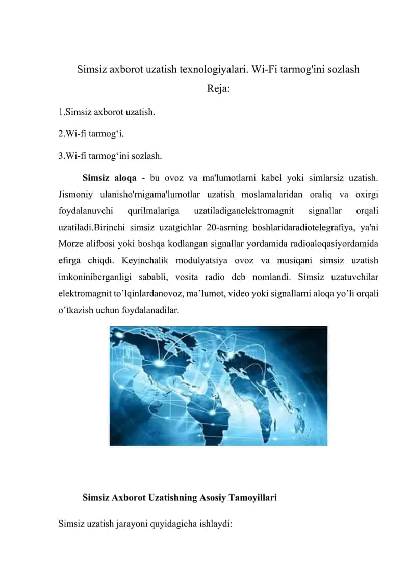 Simsiz Axborot Uzatish 1