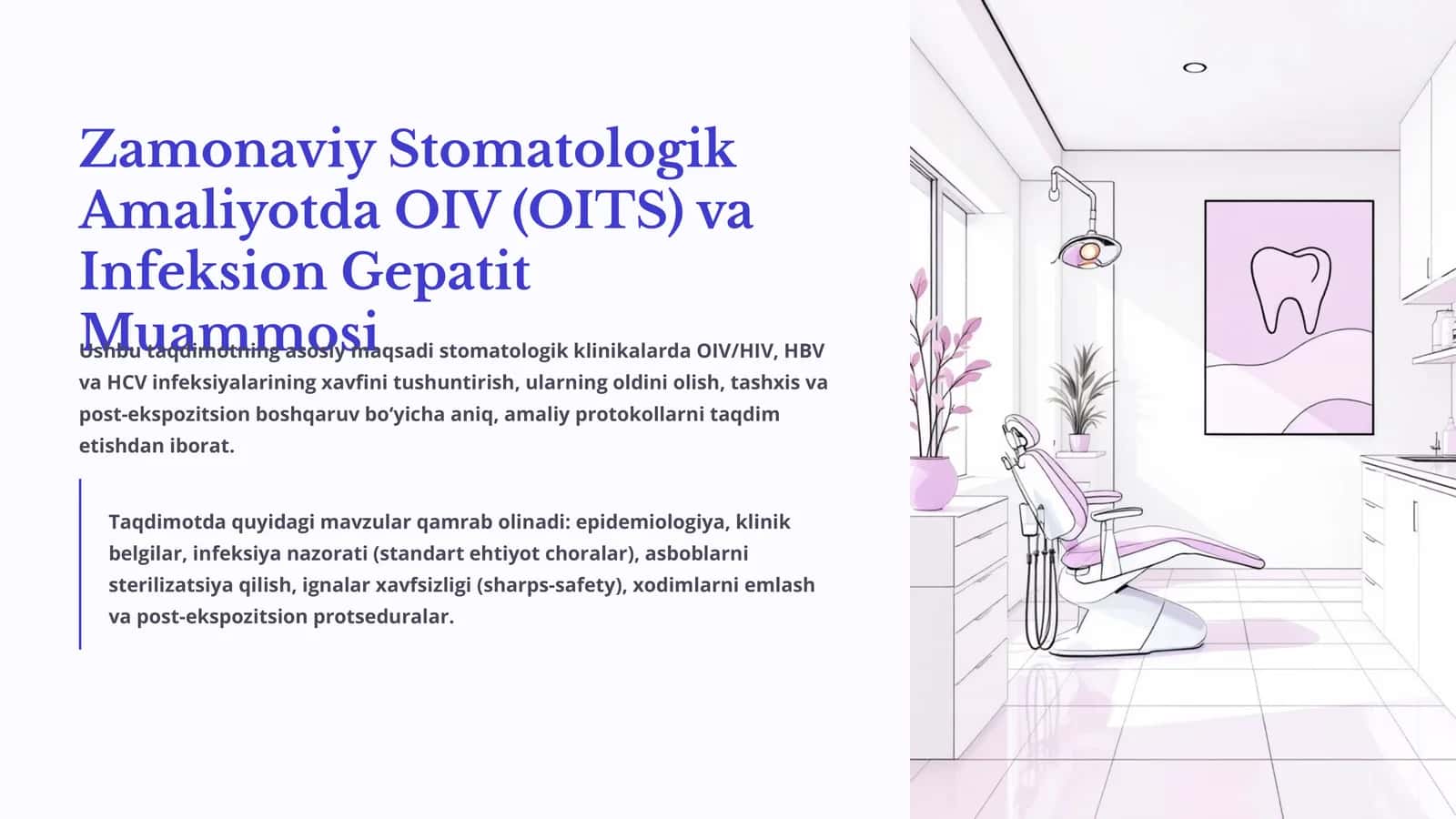 Zamonaviy Stomatologik Amaliyotda OIV (OITS) va Infeksion Gepatit Muammosi 1