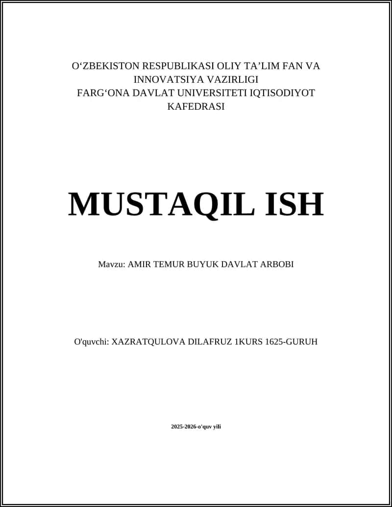 AMIR TEMUR BUYUK DAVLAT ARBOBI 1