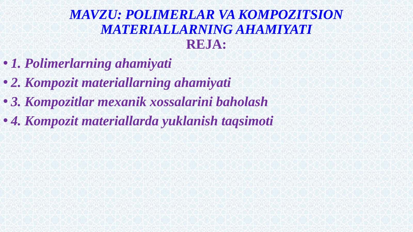 POLIMERLAR VA   KOMPOZITSION MATERIALLARNING AHAMIYATI 1