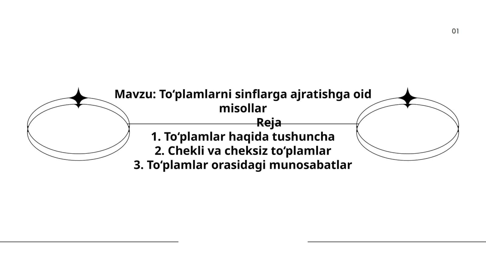 To‘plamlarni sinflarga ajratishga oid misollar 1