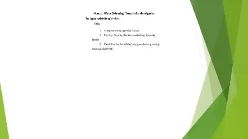 Temuriylar davriga oid iqtisodiy g'oyalar 1