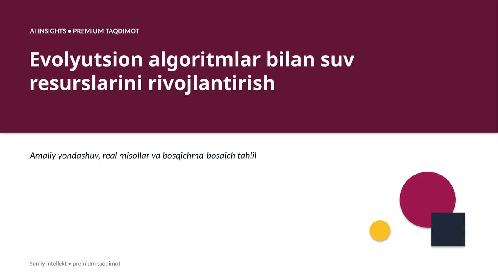 Evolyutsion algoritmlar bilan suv resurslarini rivojlantirish 1