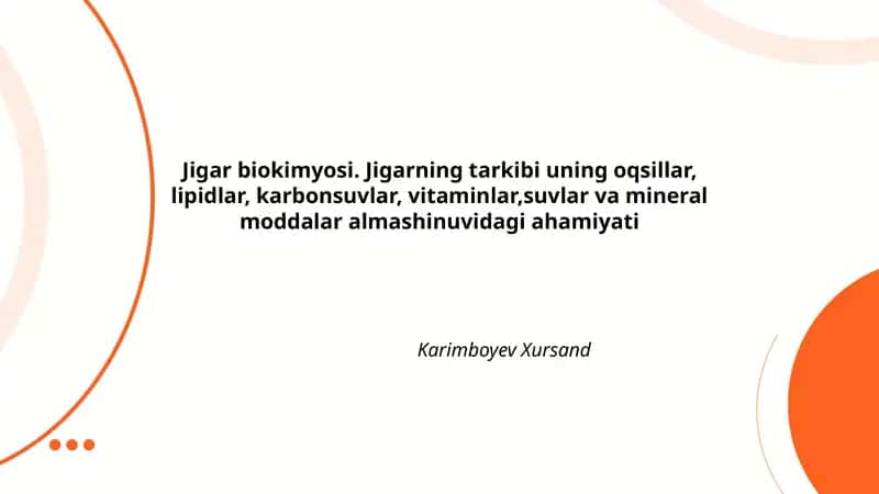 Jigar biokimyosi 1