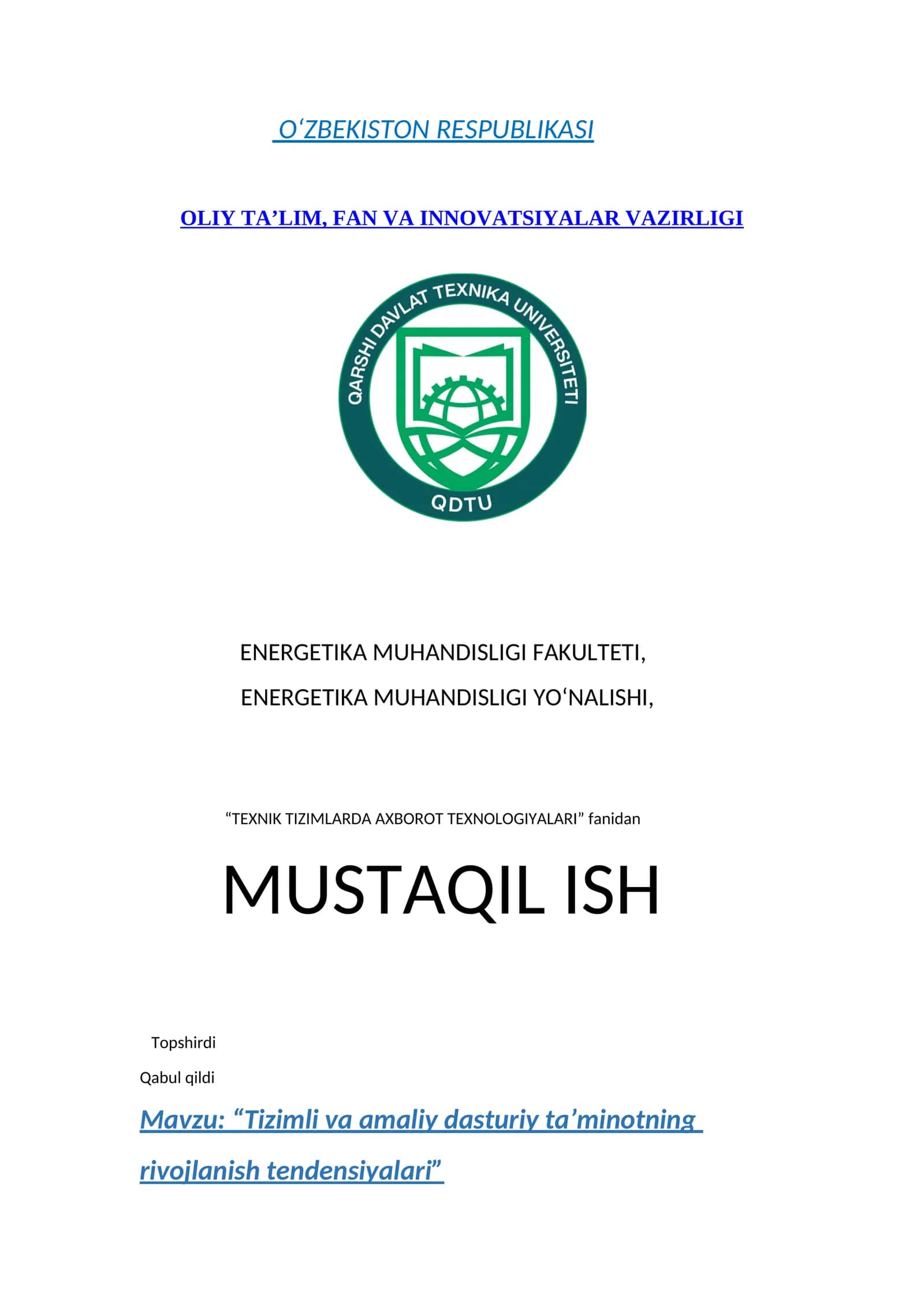 “Tizimli va amaliy dasturiy taʼminotning rivojlanish tendensiyalari” 1