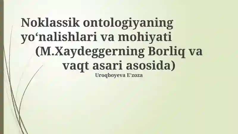 Heidegger ontologiyasi 1