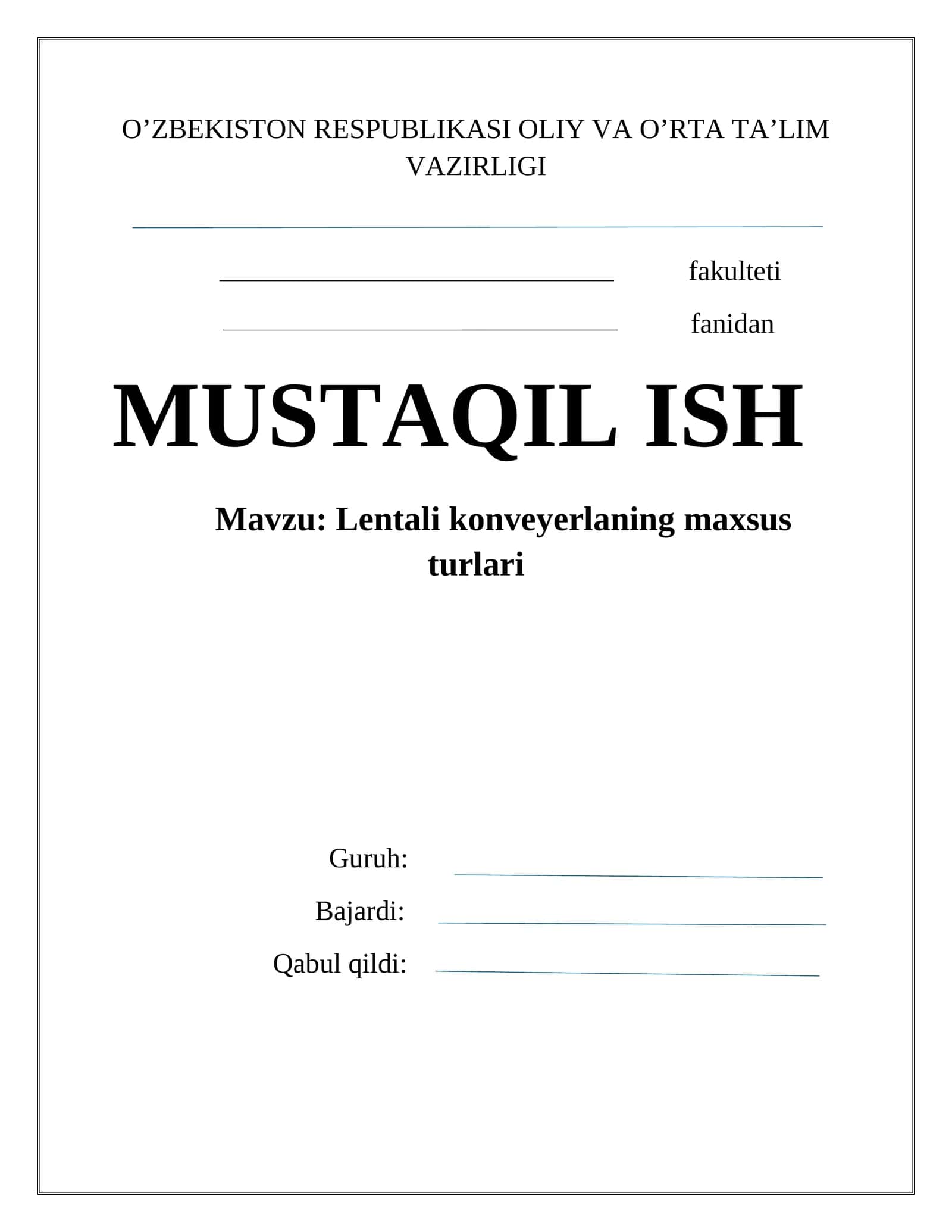 Lentali konveyerlaning maxsus turlari 1