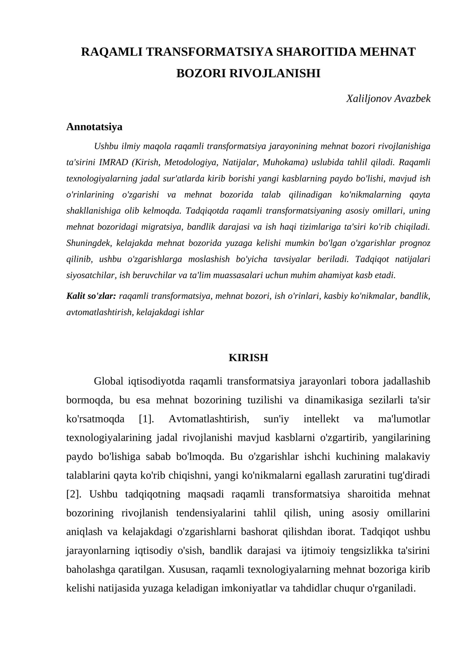 RAQAMLI TRANSFORMATSIYA SHAROITIDA MEHNAT BOZORI RIVOJLANISHI 1