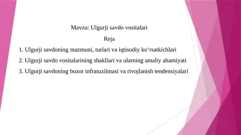 Ulgurji savdo vositalari 1