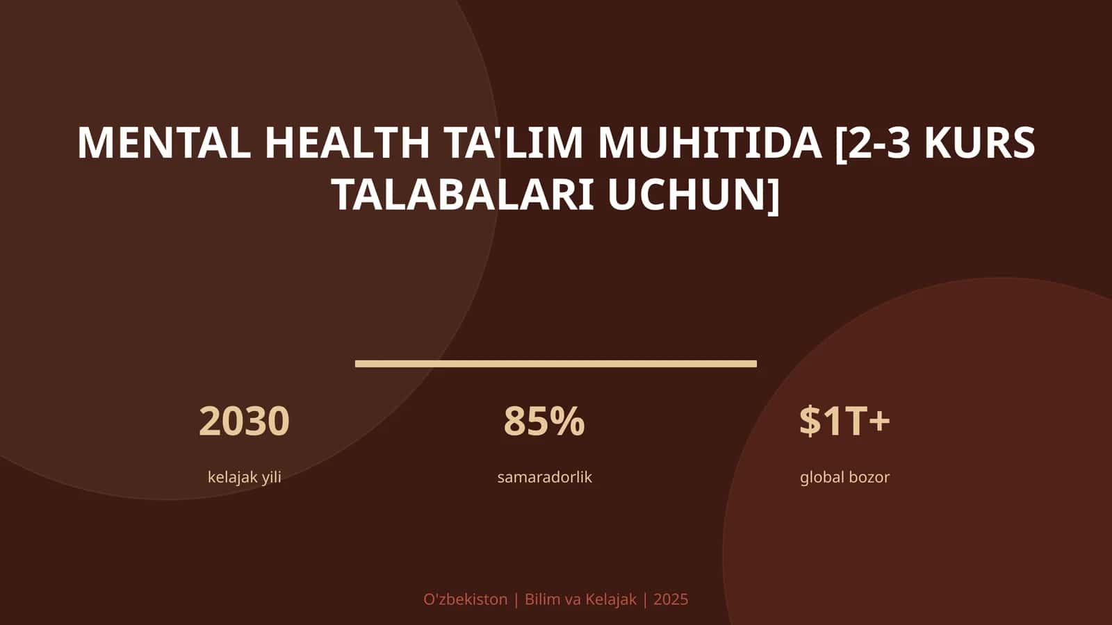 Mental health ta'lim muhitida [2-3 kurs talabalari uchun] 1