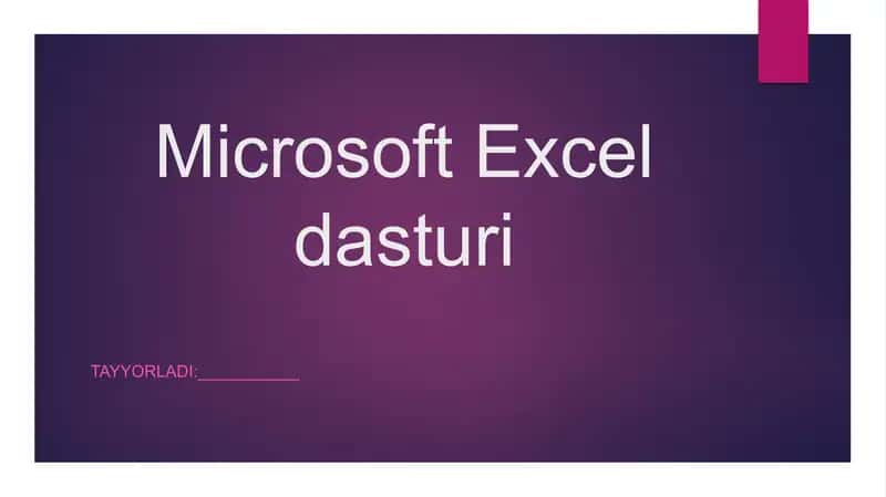 Microsoft Excel dasturi 1