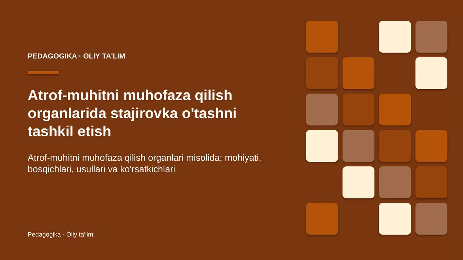 Atrof-muhitni muhofaza qilish organlarida stajirovka o'tashni tashkil etish 1