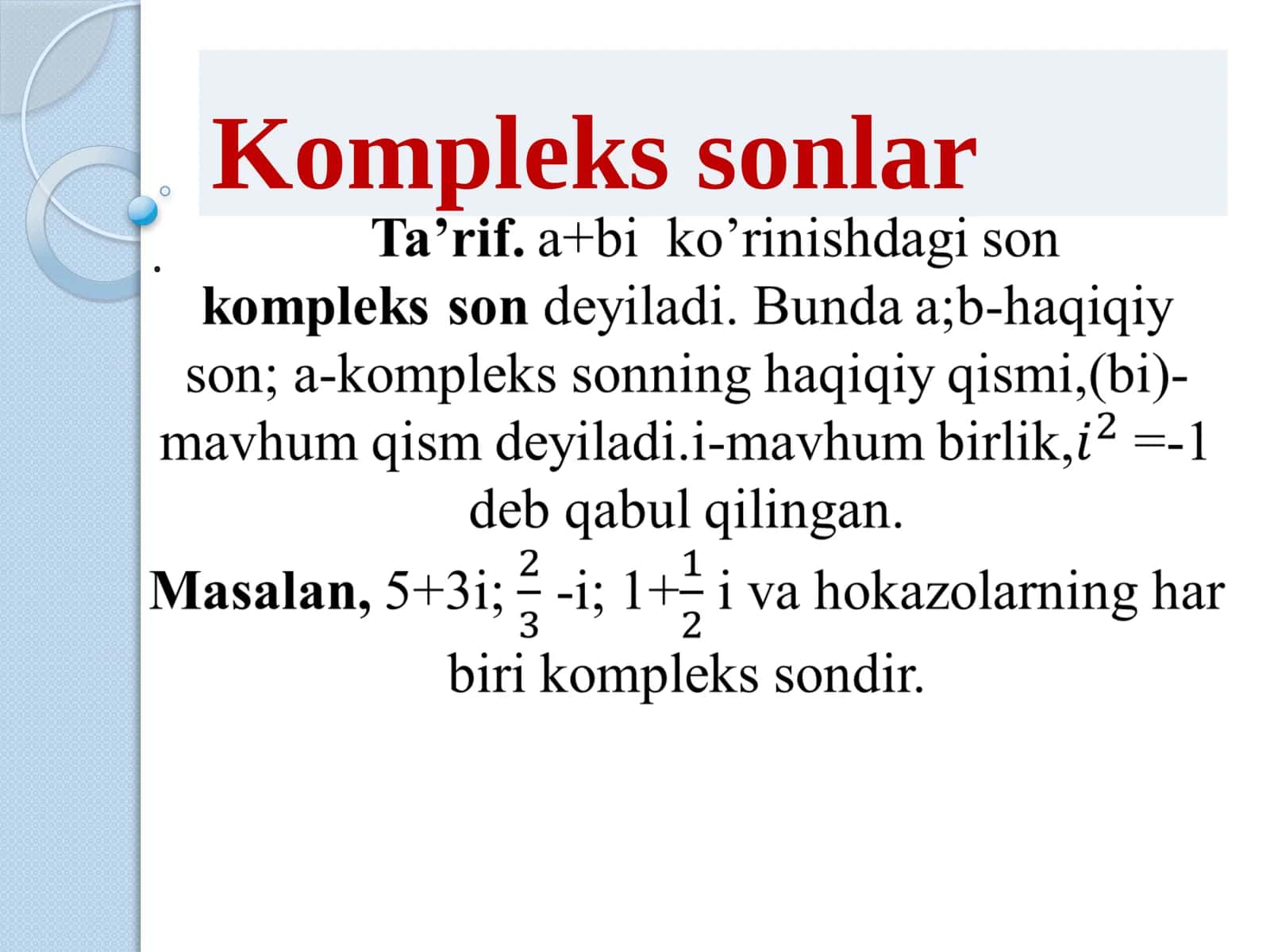Komplekssonlar 1
