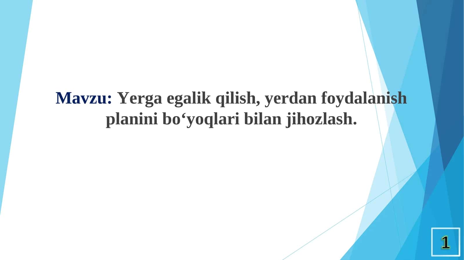 Yerga egalik qilish, yerdan foydalanish planini bo‘yoqlari bilan jihozlash 1