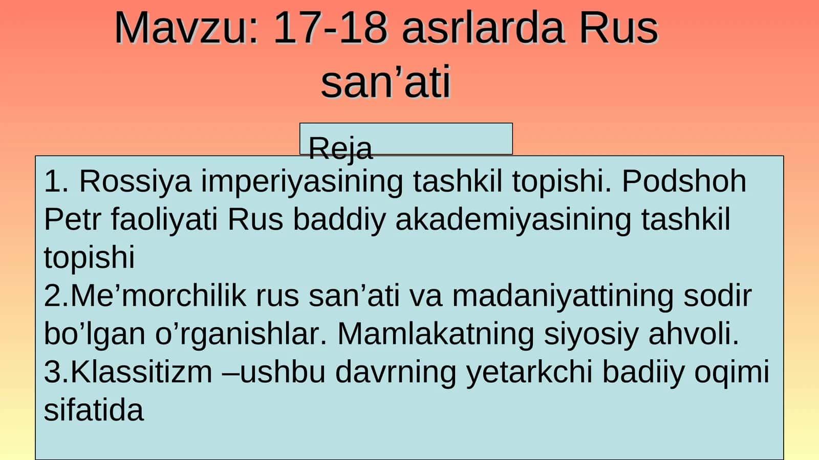 17-18 asrlarda Rus san’ati 1