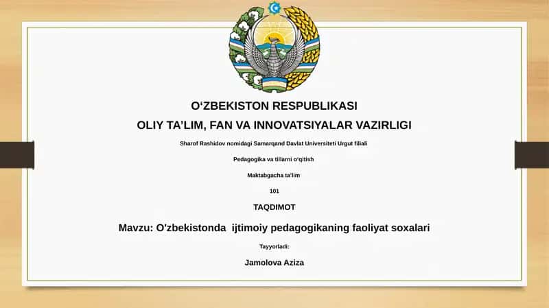 O'zbekistonda ijtimoiy pedagogikaning faoliyat soxalari 1