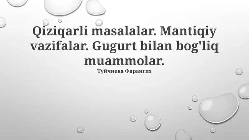 Mantiqiy Topishmoqlar 1
