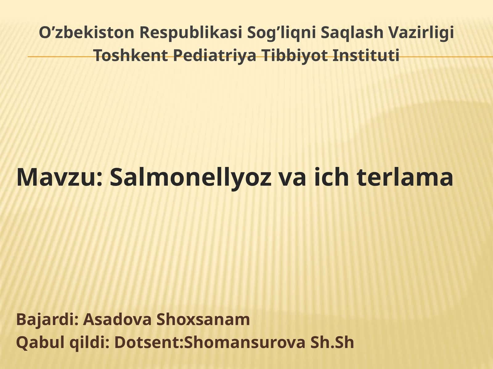 Salmonellyoz va ich terlama 1