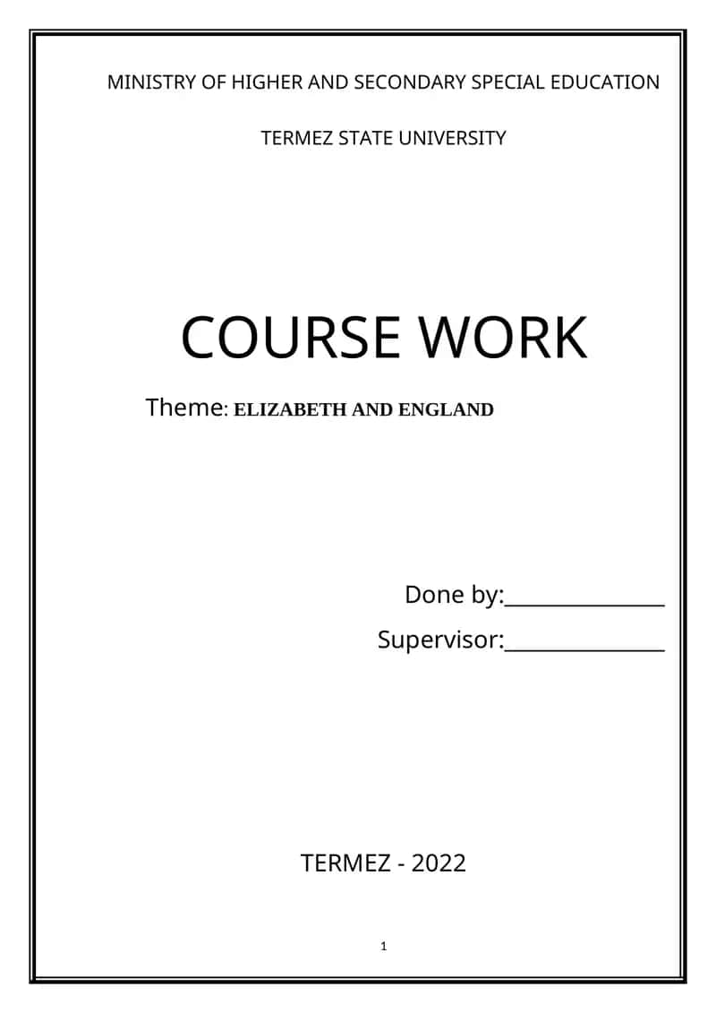 ELIZABETH AND ENGLAND 1