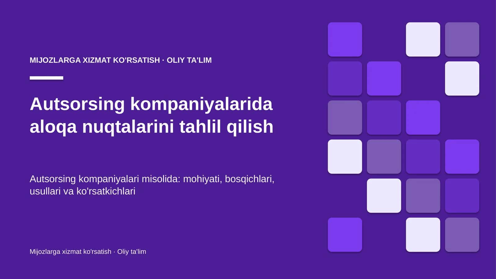 Autsorsing kompaniyalarida aloqa nuqtalarini tahlil qilish 1