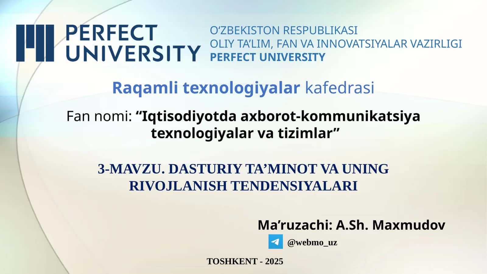MAVZU.DASTURIY TA’MINOT VA UNING RIVOJLANISH TENDENSIYALARI 1
