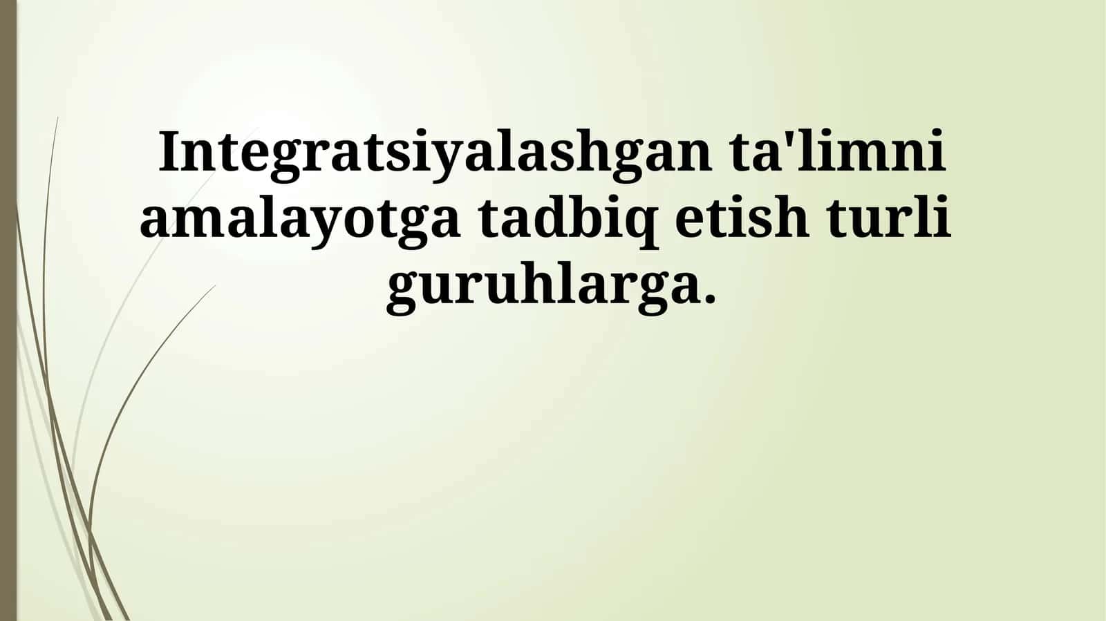 Integratsiyalashgan ta'limni amalayotga tadbiq etish turli guruhlarga 1