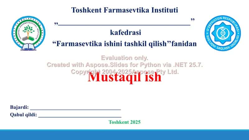 18. Giyohvand dori vositalariga litsenziya berish tartibi. Taqdimot 11 bet. 1