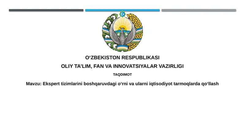 Ekspert tizimlarining boshqaruvdagi roli 1